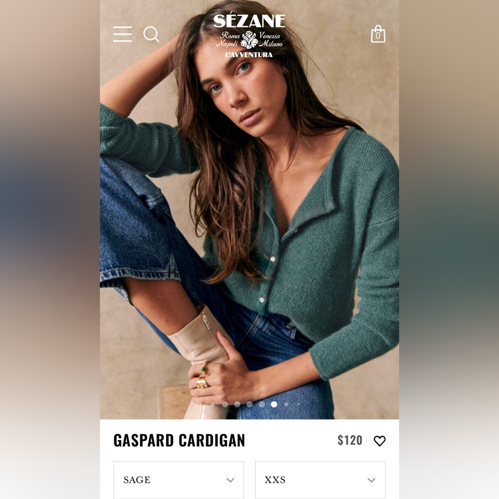 Sezane Gaspard Cardigan in color Sage, Size S, Used